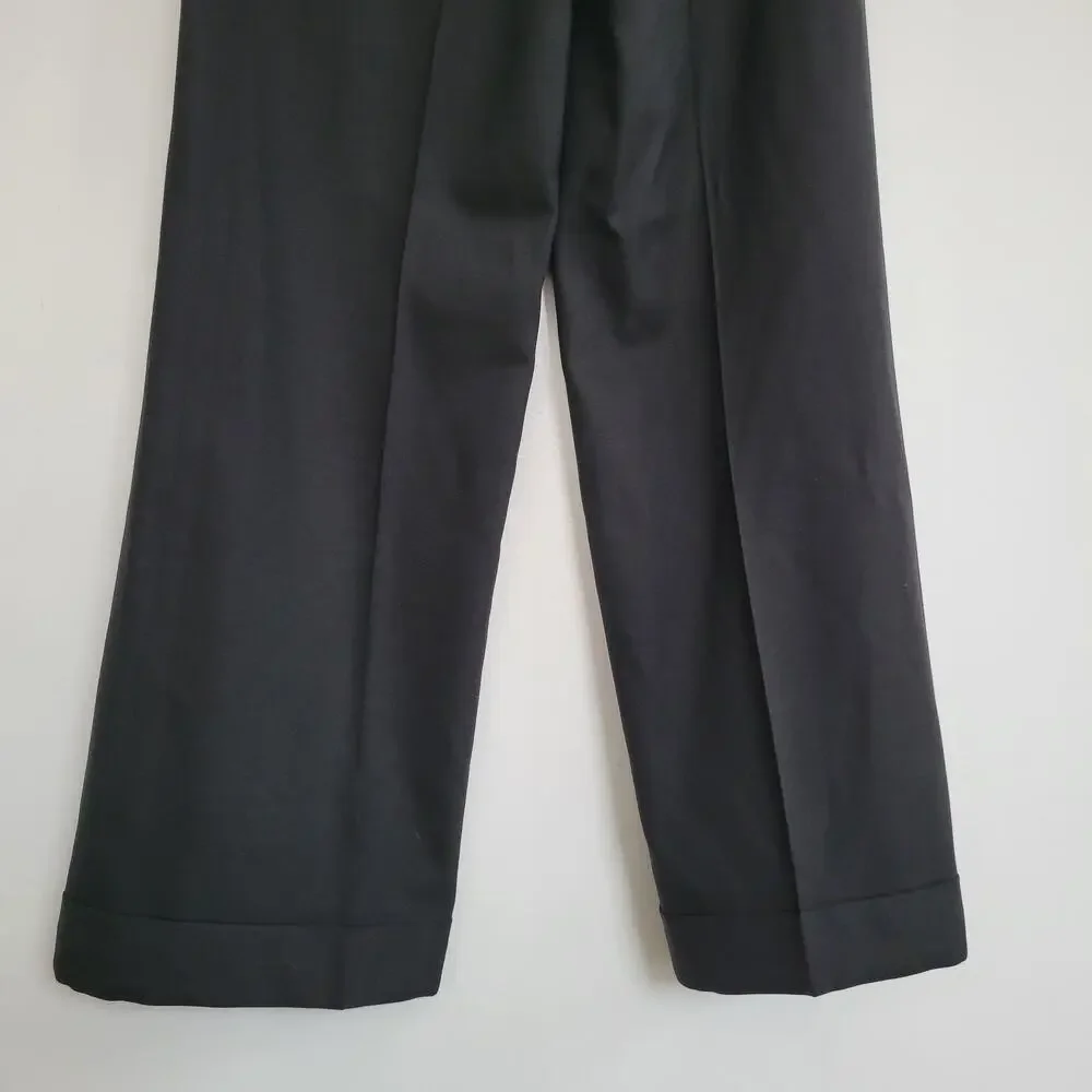 Tory Burch Women Minimaist Culottes Wool Wide Leg Business Corporate Black 0